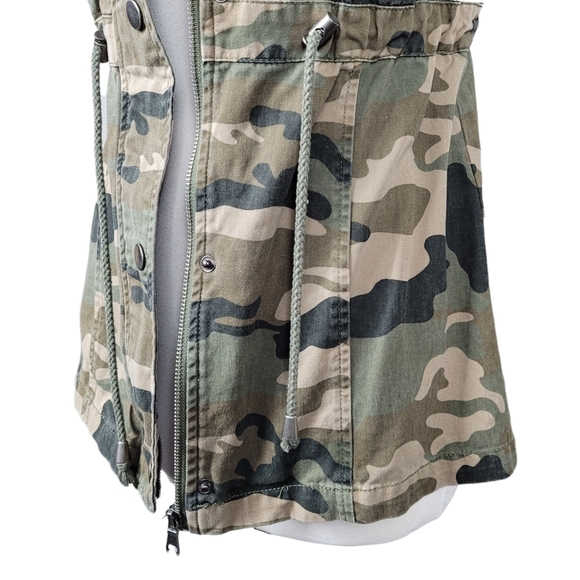 CI SONO Utility Jacket Outerwear Sleeveless Camo Military Button Down Zip Up - Picture 11 of 13